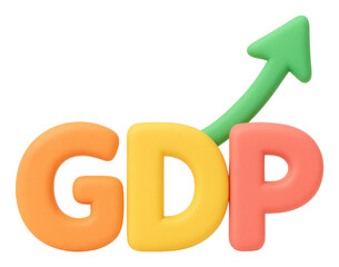 Colorful 3D Model of GDP Growth Arrow