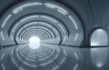 Obraz premium Futuristic Tunnel with Neon Lighting