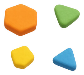 Colorful Foam Geometric Shapes on Transparent Background