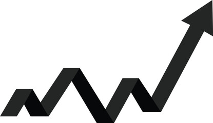 Black stock market arrow business graph growing pointing up on economic chart icon trending upwards financial board rises