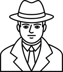 Man Fedora Hat Suit Icon Vector Graphic