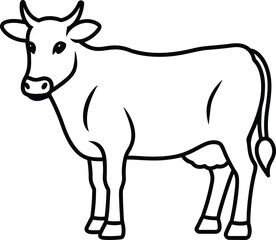Cute Cow Line Art Illustration Vector