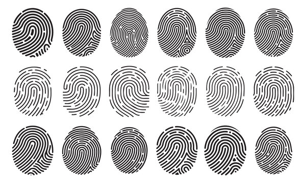 finger print fingerprint lock secure security logo vector icon on transparent background