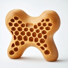 Obraz premium Intricate honeycomb-patterned, light-brown wooden sculpture, X-shaped
