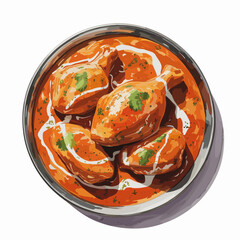 Butter Chicken Drumsticks in Rich Curry – Watercolor Style