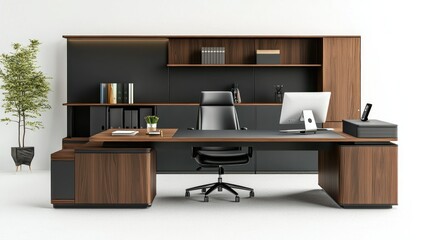 Home office setup isolated on white background