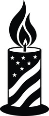 Patriotic USA Independence Day Candle Silhouette Bold Clean Vector Graphic