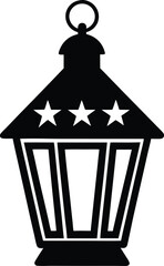 Classic American Lantern Silhouette Bold Black Outline Independence Day Design