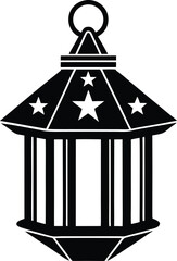 Classic American Lantern Silhouette Bold Black Outline Independence Day Design