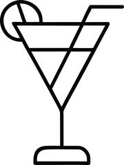 Cocktail Drink Icon Line Art Graphic