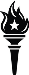 Bold Minimalist Torch Silhouette Classic Flame Design for Independence Day