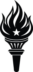 Bold Minimalist Torch Silhouette Classic Flame Design for Independence Day