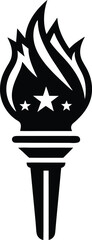 Bold Minimalist Torch Silhouette Classic Flame Design for Independence Day