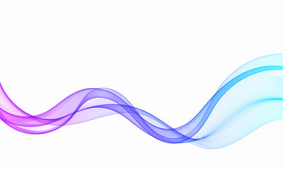 Smooth flowing abstract wave in violet, blue, and cyan gradients on white background. Elegant modern  design element