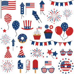 Obraz premium Fourth of July, a national holiday in America, showcases patriotic symbols like the US flag with stars and red, white, and blue colors, often celebrated with banners and a feeling of independence