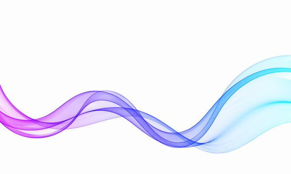 Smooth flowing abstract wave in violet, blue, and cyan gradients on white background. Elegant modern  design element