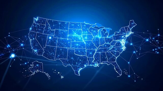 Abstract Usa Map With Digital Network Connections