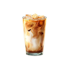 Iced Latte Coffee in Glass with Ice Cubes