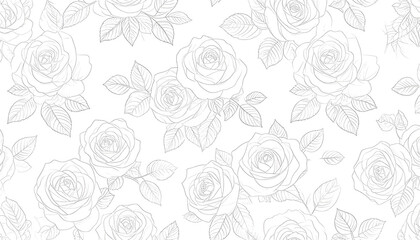 white roses vintage seamless pattern white grey
