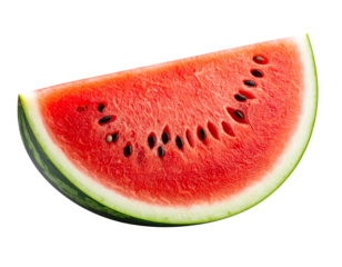 Red Watermelon Slice at 45-Degree Angle Isolated on Transparent Background