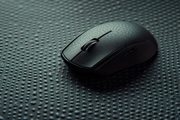 Close-Up of a Wireless Computer Mouse on a Textured Surface with Soft Lighting Enhancing Its Design and Functionality for Modern Workspaces and Gaming Environments