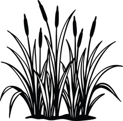 Lush green grass silhouette vector illustration