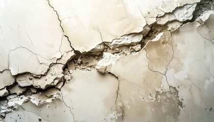 Obraz premium Cracked wall damage assessment urban area photograph indoor environment close-up view structural integrity