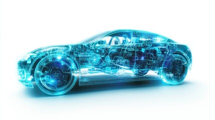 Hybrid vehicle technology isolated on white background