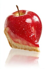 Red Apple Pie Slice Hybrid Still Life on White Background Close Up Food Photography