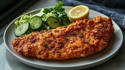 Crispy breaded fish fillet with slaw