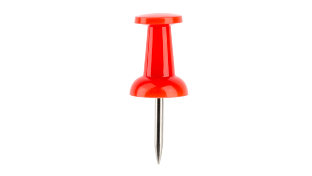 Red plastic pushpin for office paper note board attachment