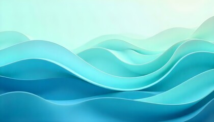 Obraz premium Organic Flowing Waves in Soft Blue and Green Tones with Calming Abstract Fluid Shapes