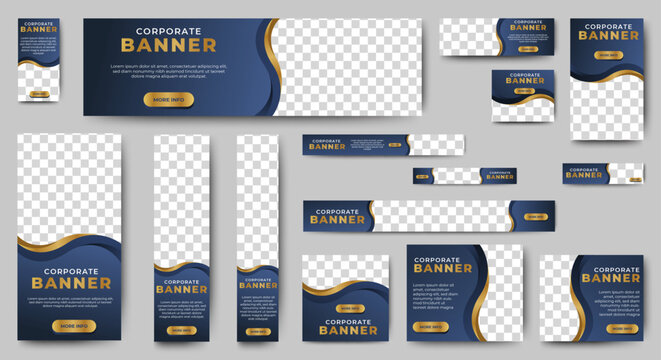 An elegant business web banner template featuring a purple background, complete with an image placeholder and a centralized text area for your message.	