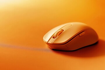 Close-Up View of a Modern Wireless Mouse on an Orange Background Highlighting Elegance and Functionality for Tech Enthusiasts and Designers Alike