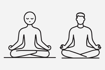 minimal line art silhouette style yoga poss with young boy