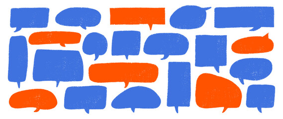 Crayon Speech Bubble Frame. Vector Chalk Talk Balloon. Colorful Dialog Chat Illustrations