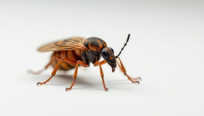 Close-up of single insect on pure white background, isolated, background