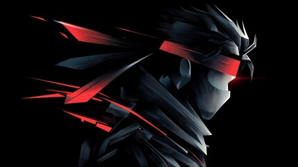 Futuristic Warrior: A Graphic Illustration of Cybernetic Strength and Red Vision