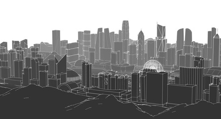 Fototapeta premium modern city panorama 3d illustration