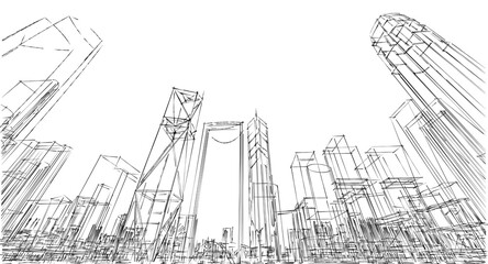 modern city panorama 3d illustration