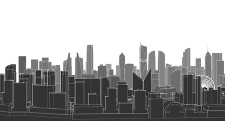 modern city panorama 3d illustration