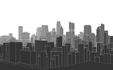 modern city panorama 3d illustration
