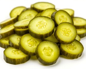 sliced cucumber on white background