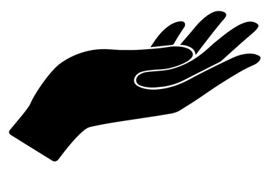 Silhouette of an Open Hand Facing Up. Charity, Healthcare, Spirituality, Social Aid 