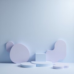 Geometric shapes against blue background