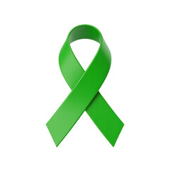 A symbol of hope awareness green ribbon representing support and on transparent background