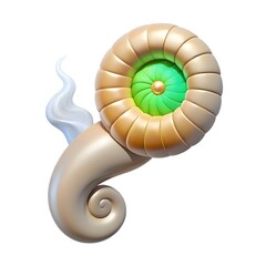 Obraz premium 3D Spiral Shell with Green Glow Illustration