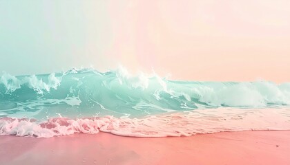 Waves crashing on serene beach tropical paradise nature photography sunrise glow coastal view tranquil atmosphere