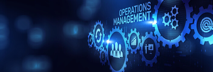 Operations Management Optimizing Processes and Efficiency on a Wide Banner, Business and Technology Concept.