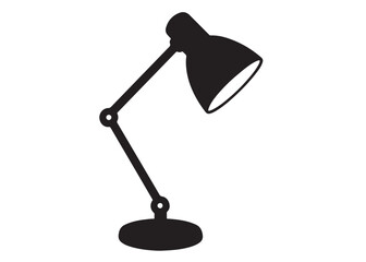 Desk Lamp logo silhouette vector, architect lamp logo icon silhouette, desk lamp silhouette vector illustration, adjustable desk lamp logo icon silhouette vector style isolated on white background